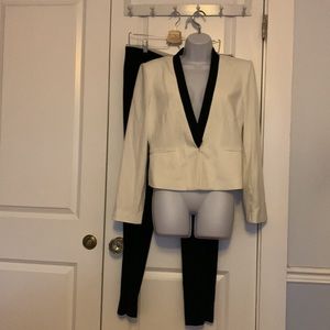 BCBG Max Azria, white jacket, black dress pants, Large